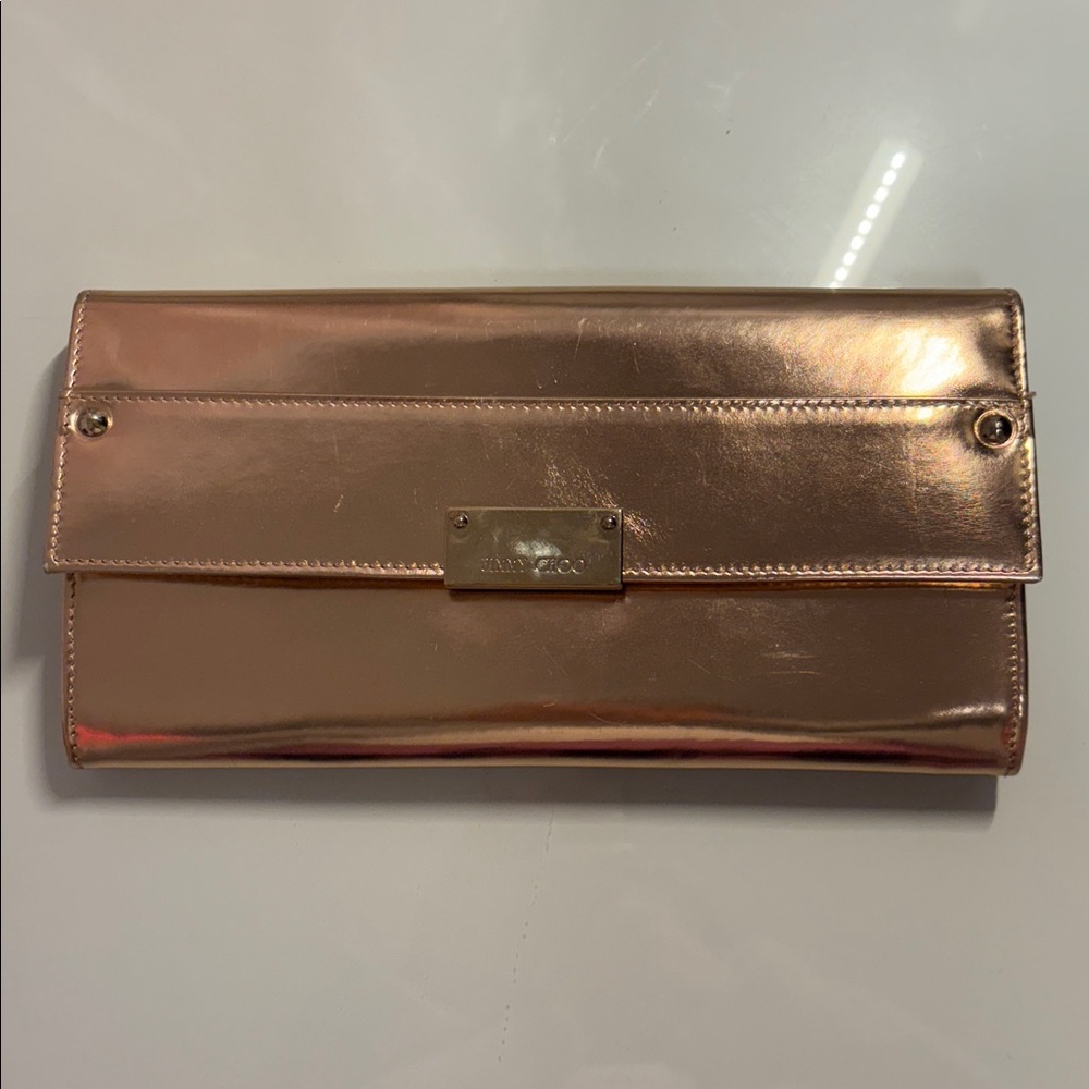 Jimmy Choo Metallic Rose Clutch - Picture 2 of 6